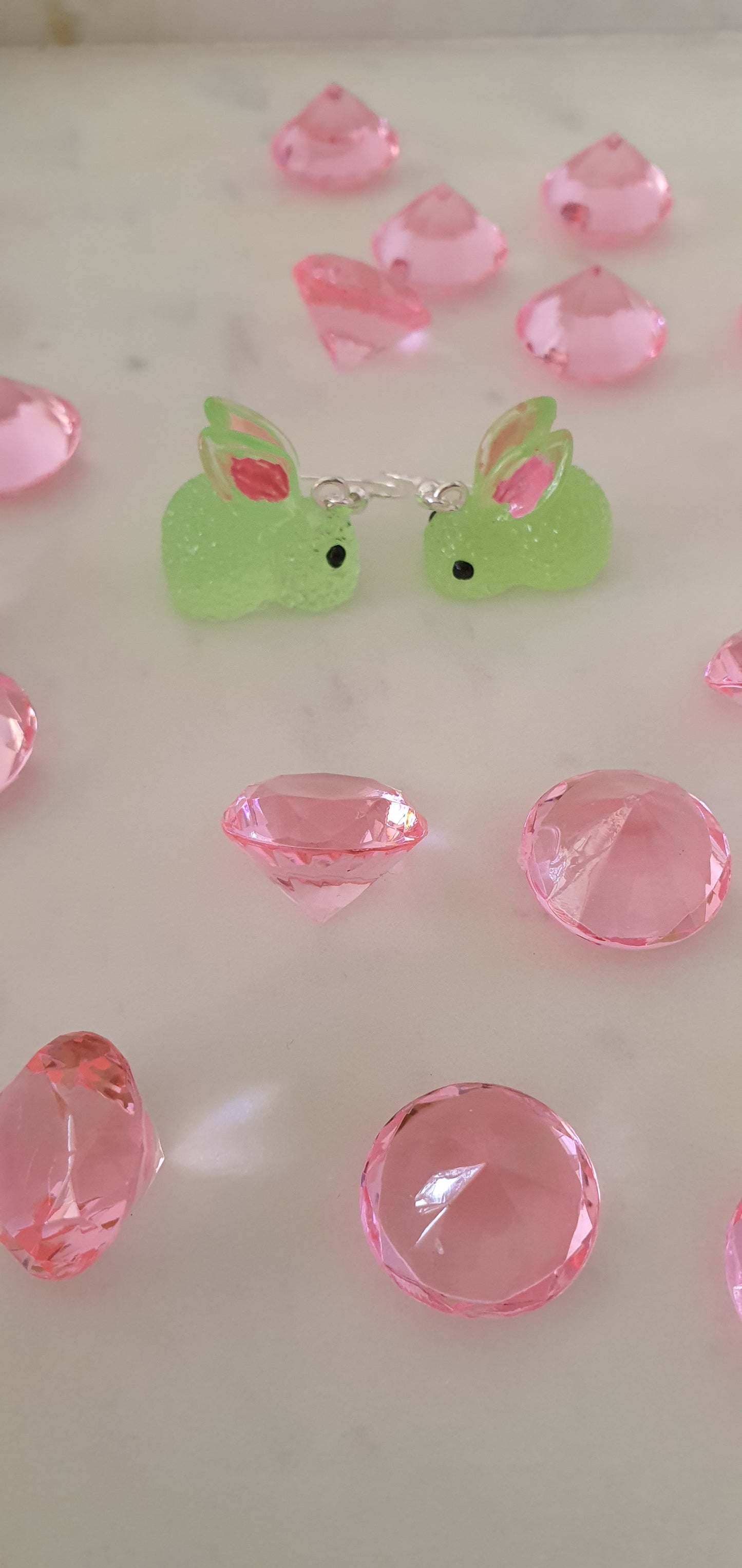 Light Green Fluorescent Rabbit Set of Earrings