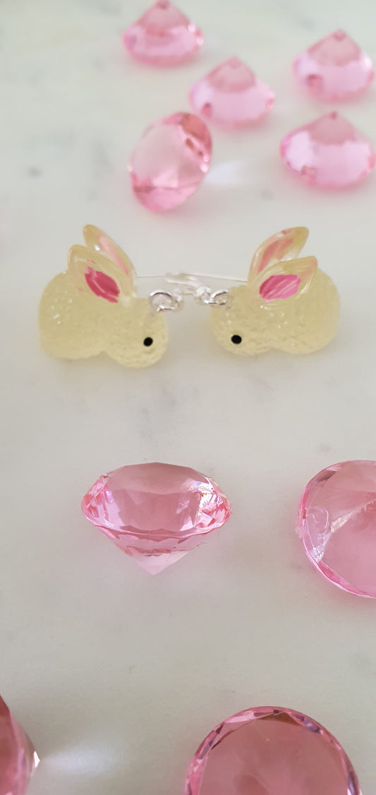 Light Yellow Fluorescent Rabbit Set of Earrings