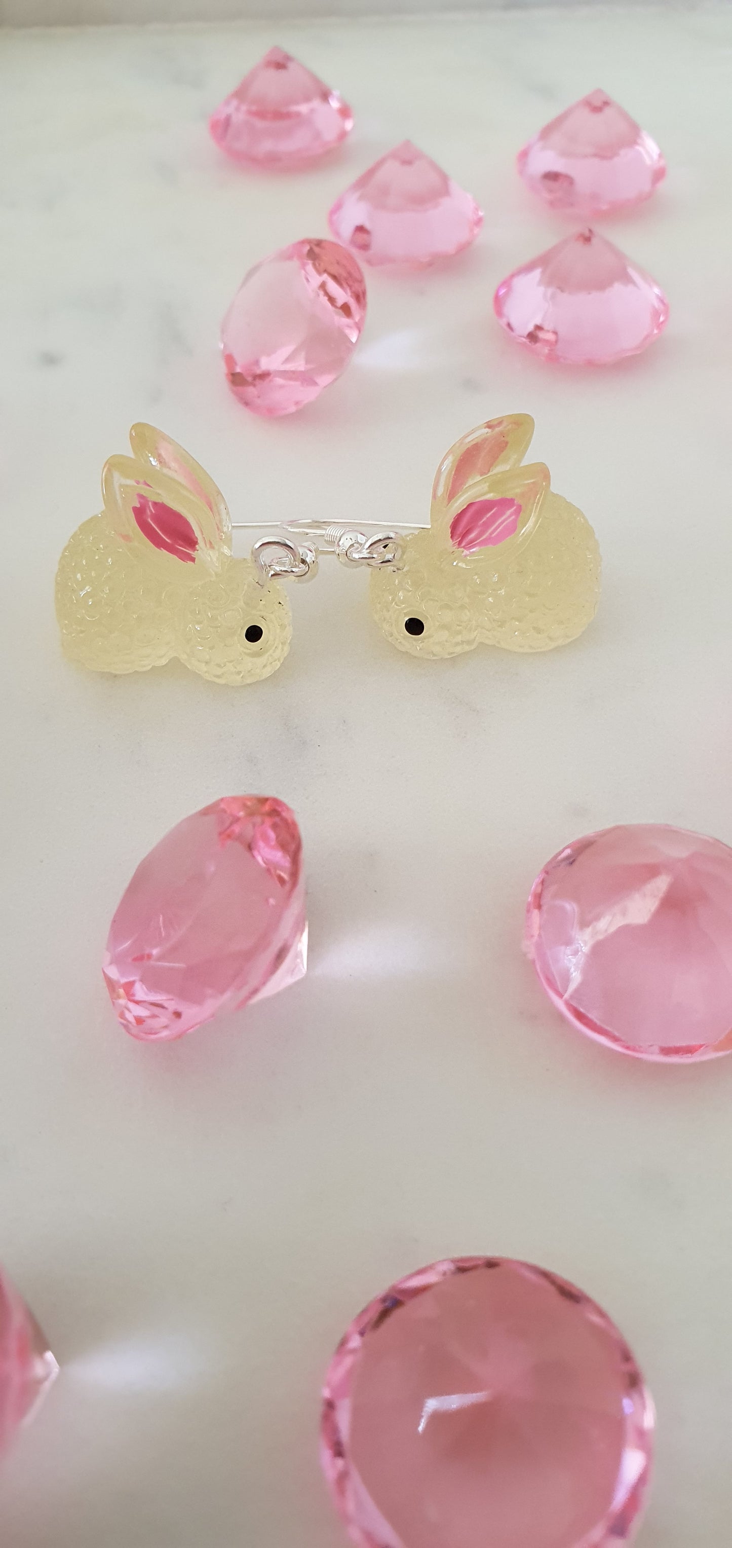 Light Yellow Fluorescent Rabbit Set of Earrings