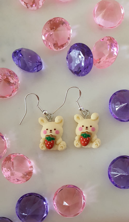 Kawaii Strawberry Bunny Set of Earrings