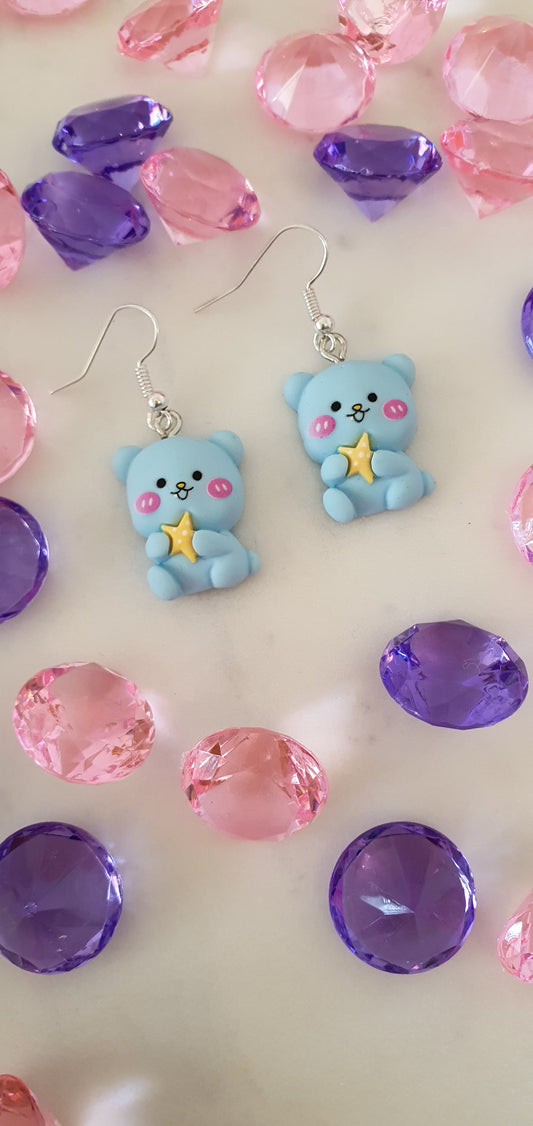 Little Blue Bear & Star Set of Earrings