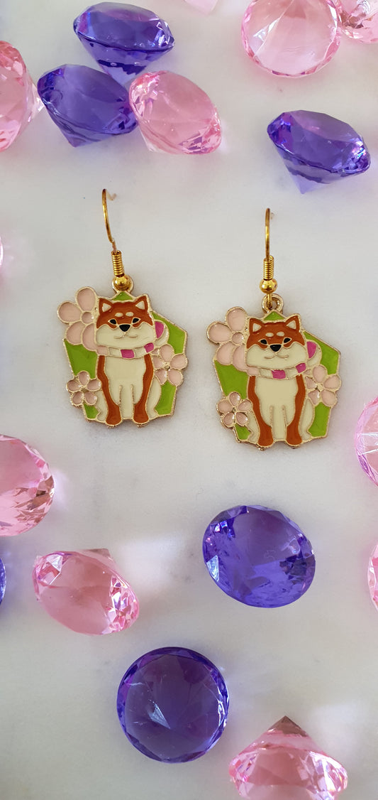 Sakura Festival - Shiba Inu Set of Earrings