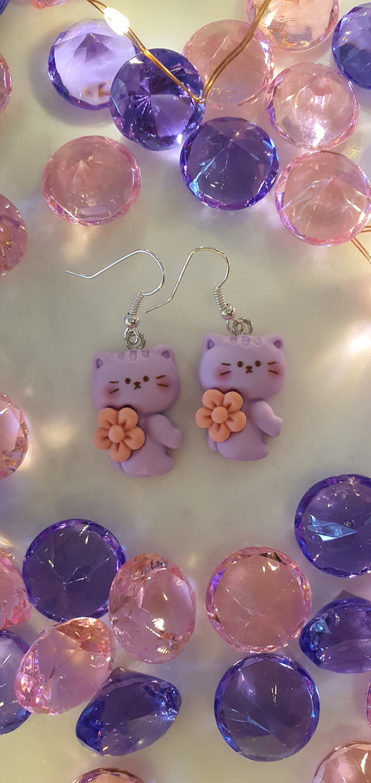 Sweet Kitty Cat Ice Cream Set of Earrings