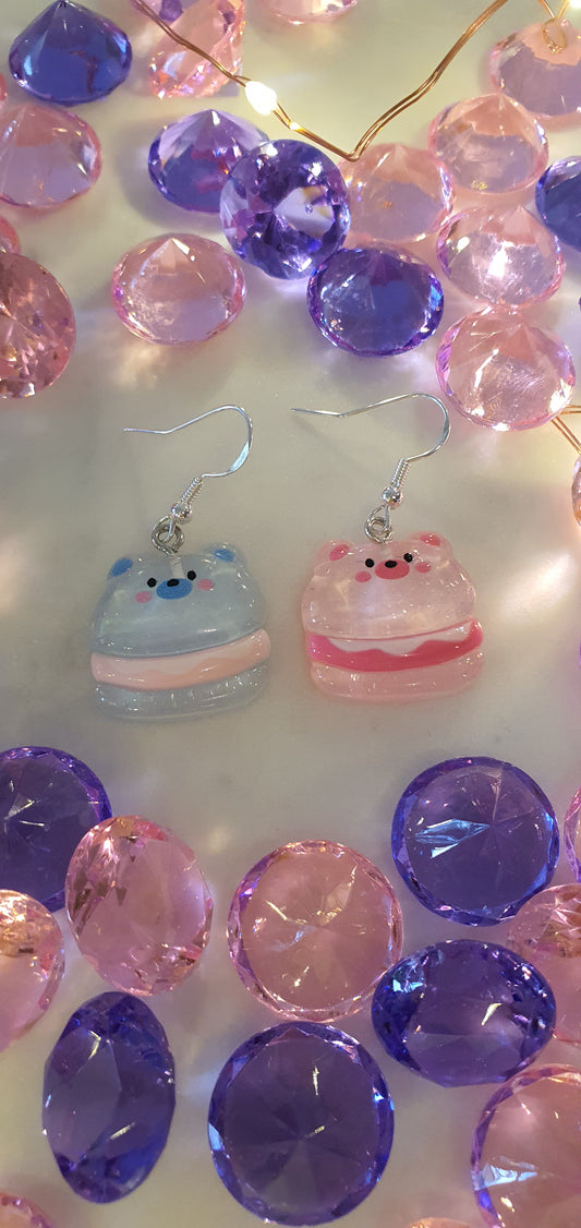 Stunning Bear - Light Blue & Pink Cake Set of Earrings