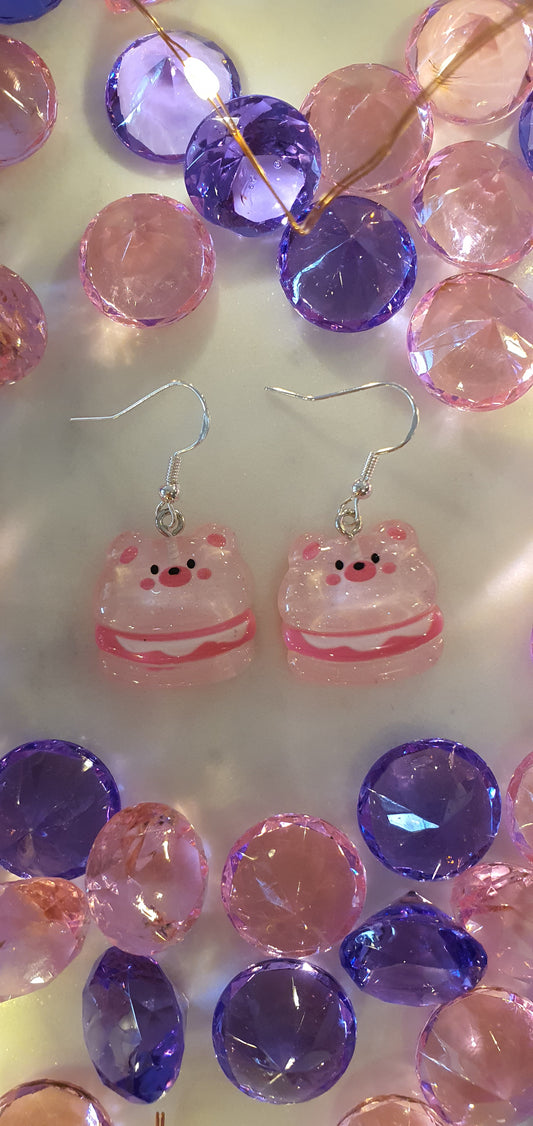 Stunning Bear - Pink Cake Set of Earrings