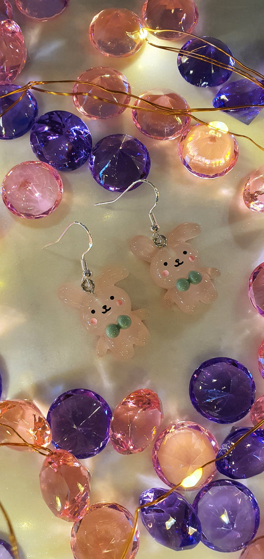 Happy Bow Tie Rabbit Full Body Set of Earrings