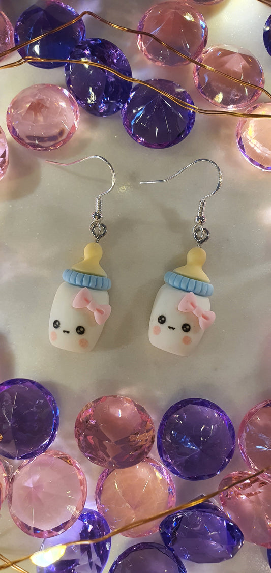 Adorable Smiling Baby Bottle Set of Earrings