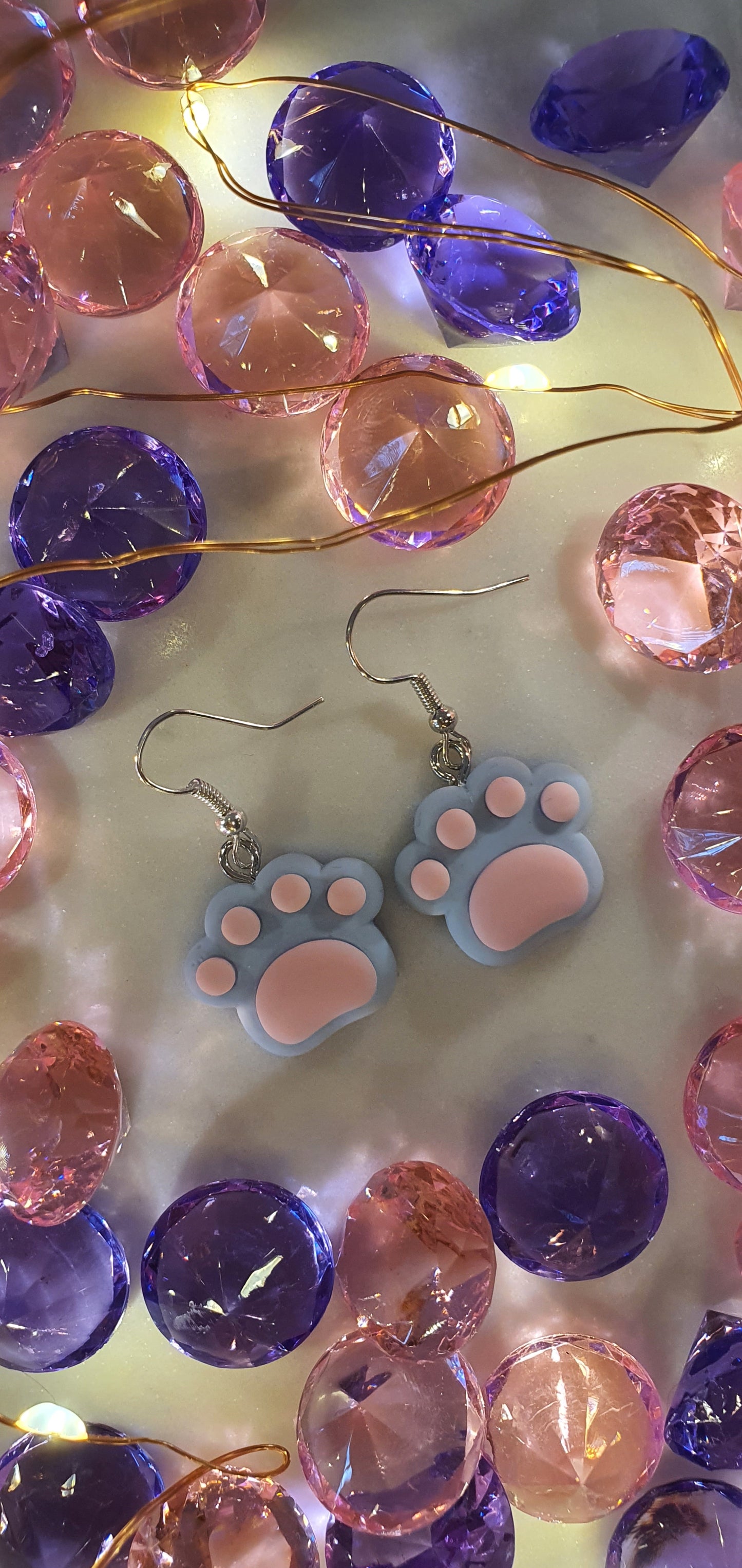 Awesome Cat Paws Lavender & Pink Set of Earrings