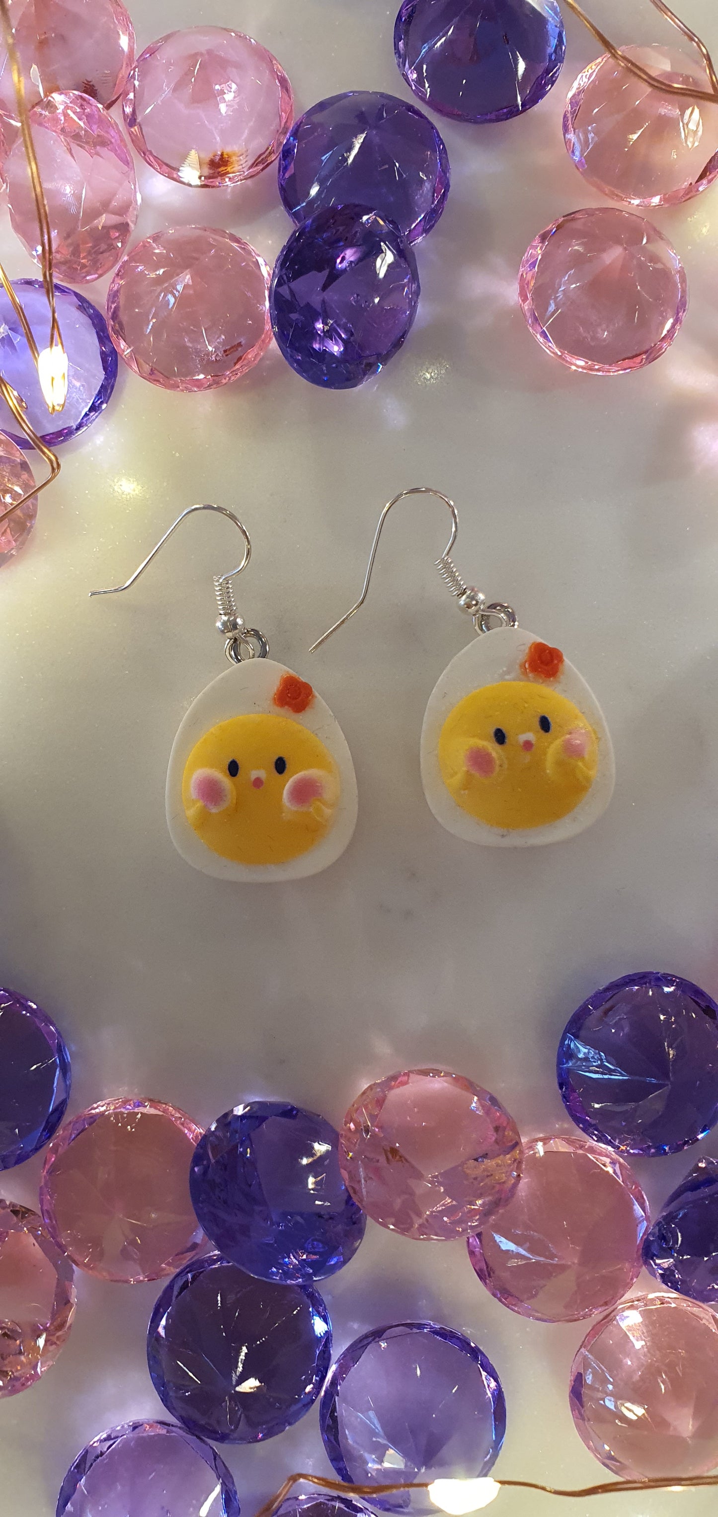 Super Cute Smiley Egg Halves Set of Earrings