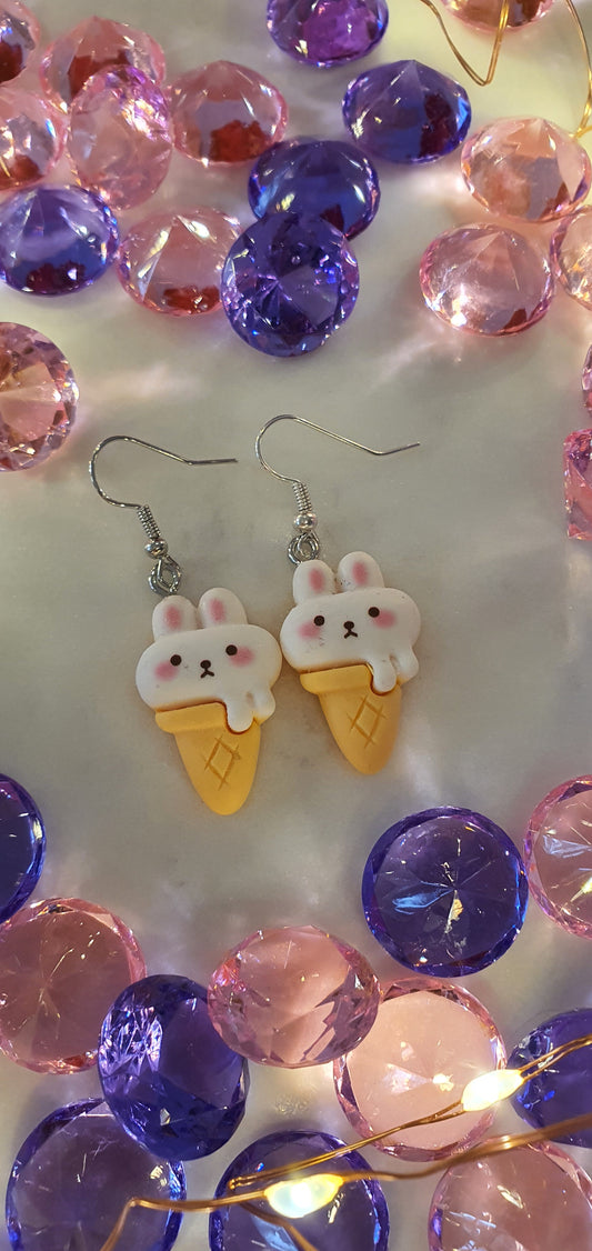 Ice Cream Sundae Rabbit - Bunny Set of Earrings