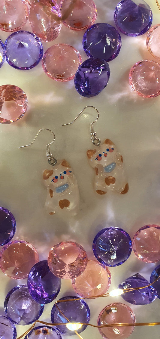 Translucent Cat Happy Dance Set of Earrings