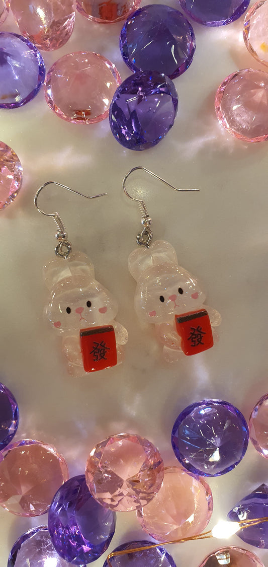 Translucent Rabbit Happy Chinese New Year Set of Earrings