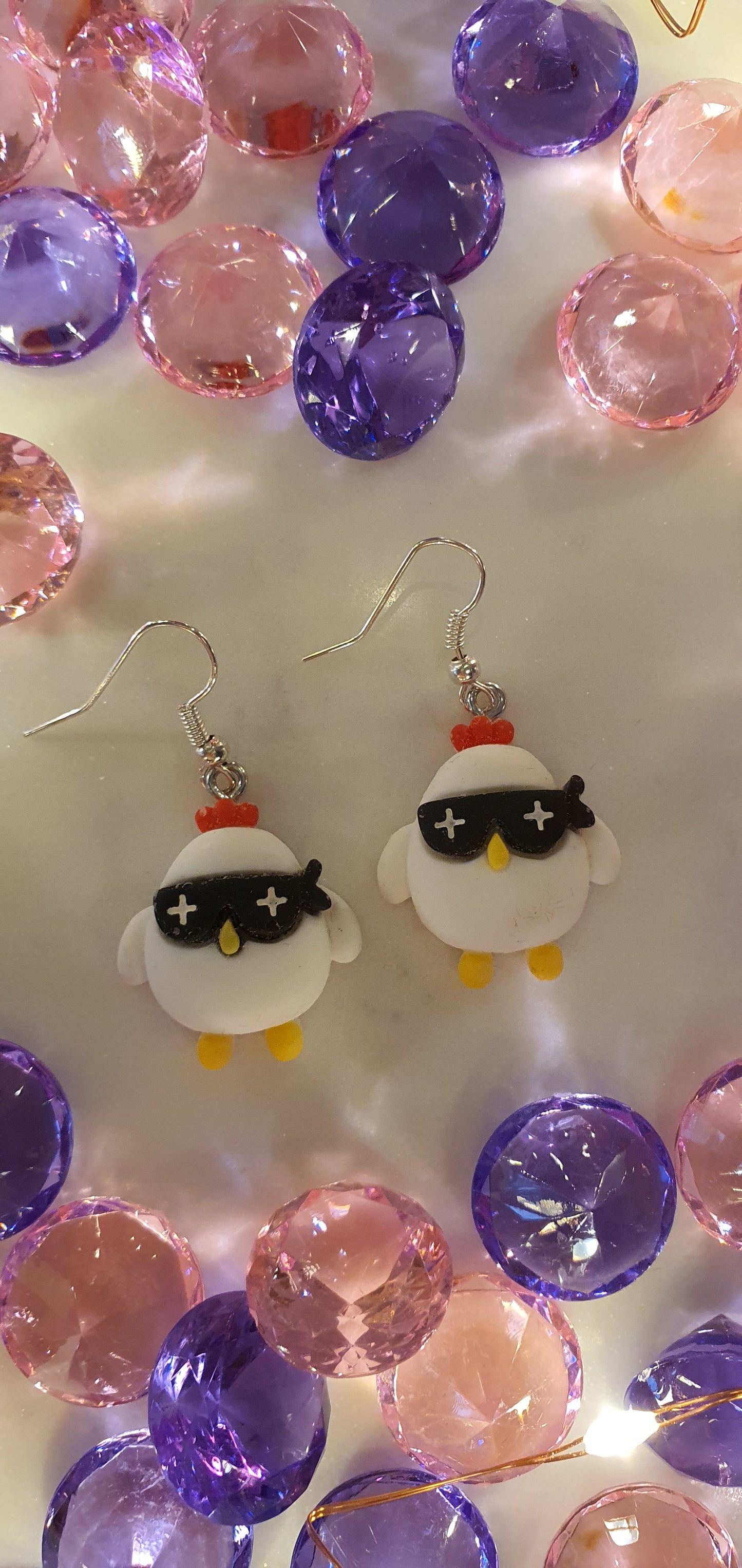 Super Chickens - White Masked Set of Earrings