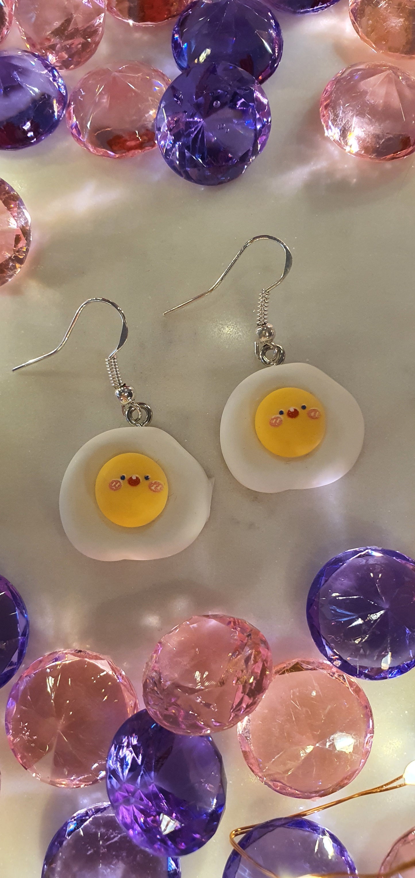 Super Cute Smiley Single Egg Poached Set of Earrings