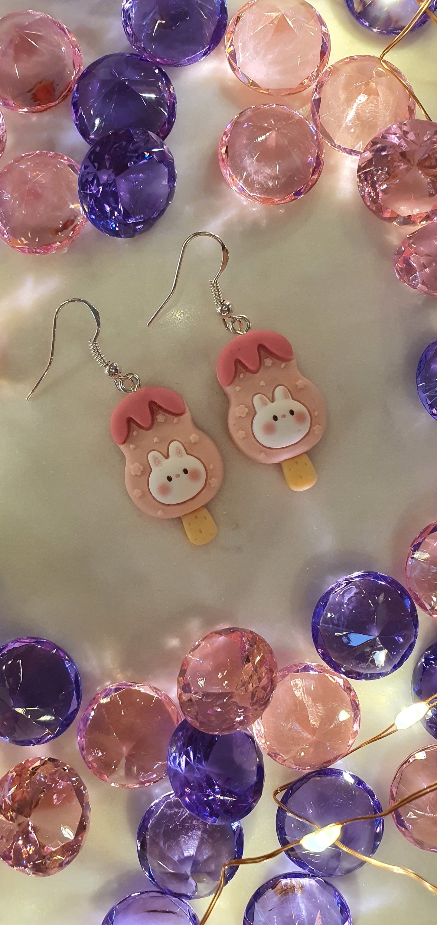 Sweet Bunny Ice Cream Set of Earrings - Rabbits