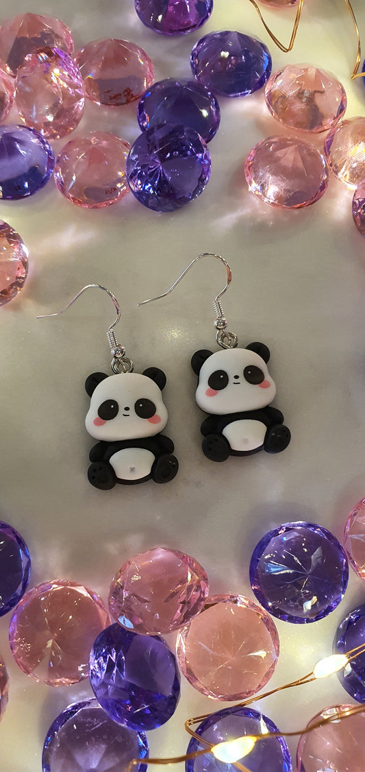 Precious Panda Bear Set of Earrings - Sitting