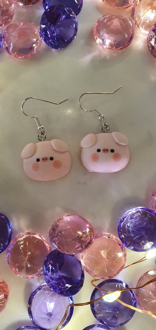 Adorably Cute Piggy Face Set of Earrings - Add Bacon!