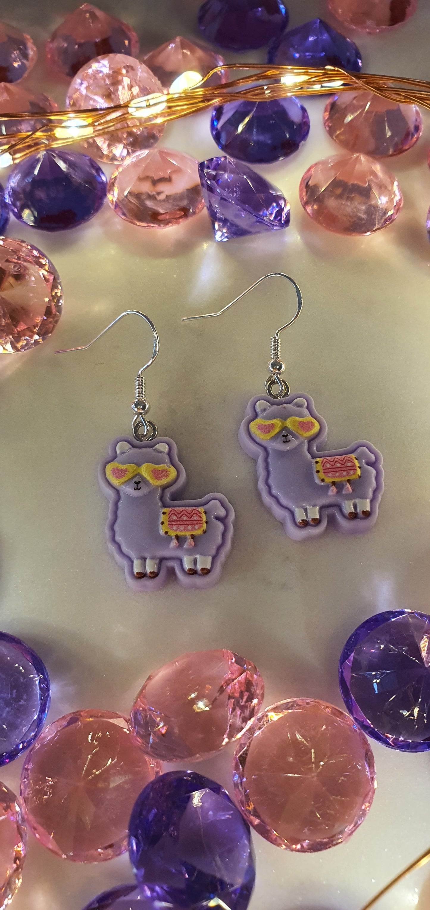 Alpacas Are Cool - Purple Set of Earrings -Llamas