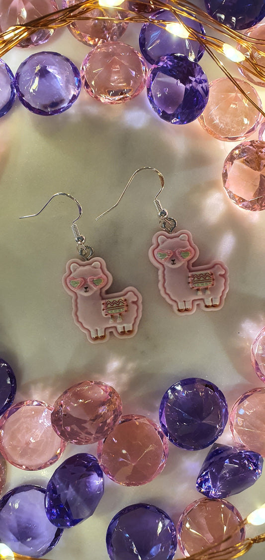 Alpacas Are Cool - Pink Set of Earrings -Llamas