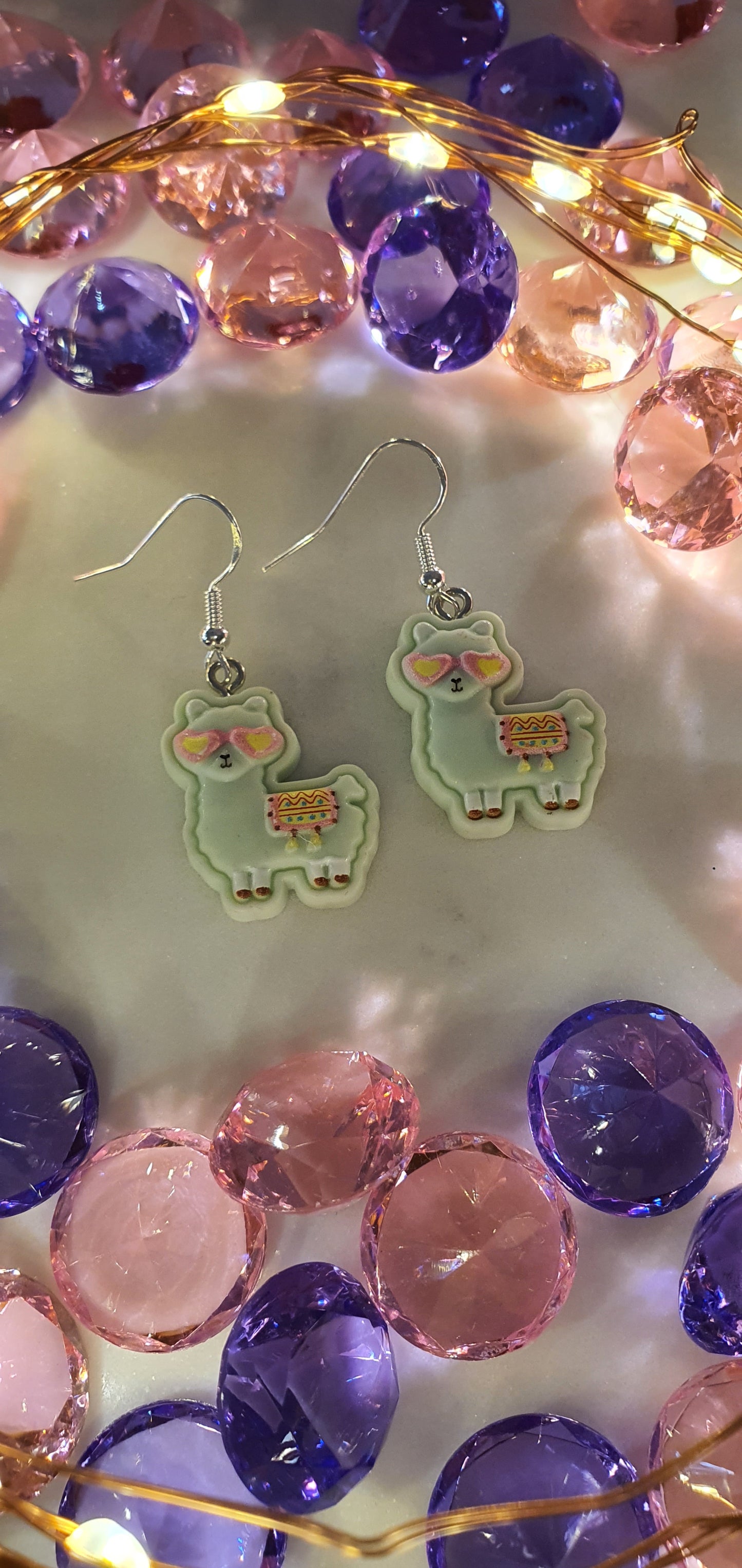 Alpacas Are Cool - Green Set of Earrings -Llamas