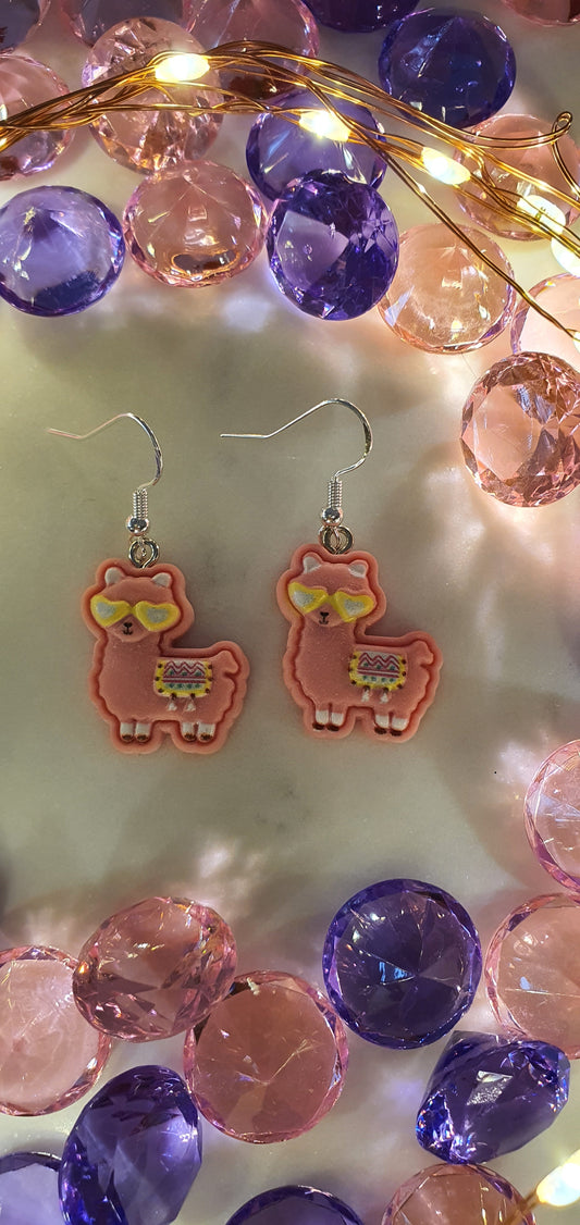 Alpacas Are Cool - Dark Pink Set of Earrings -Llamas