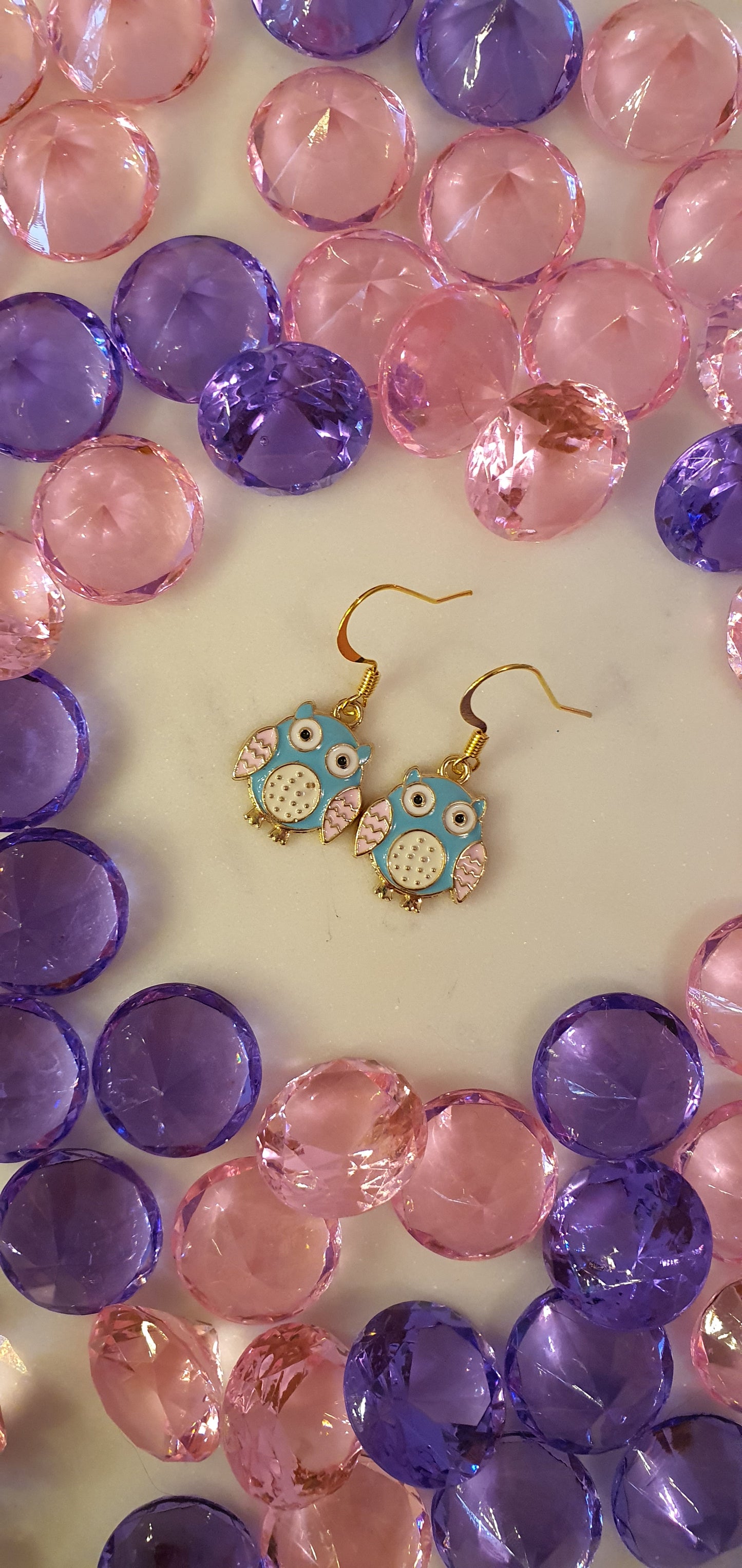 Dainty Blue Owl Set of Earrings