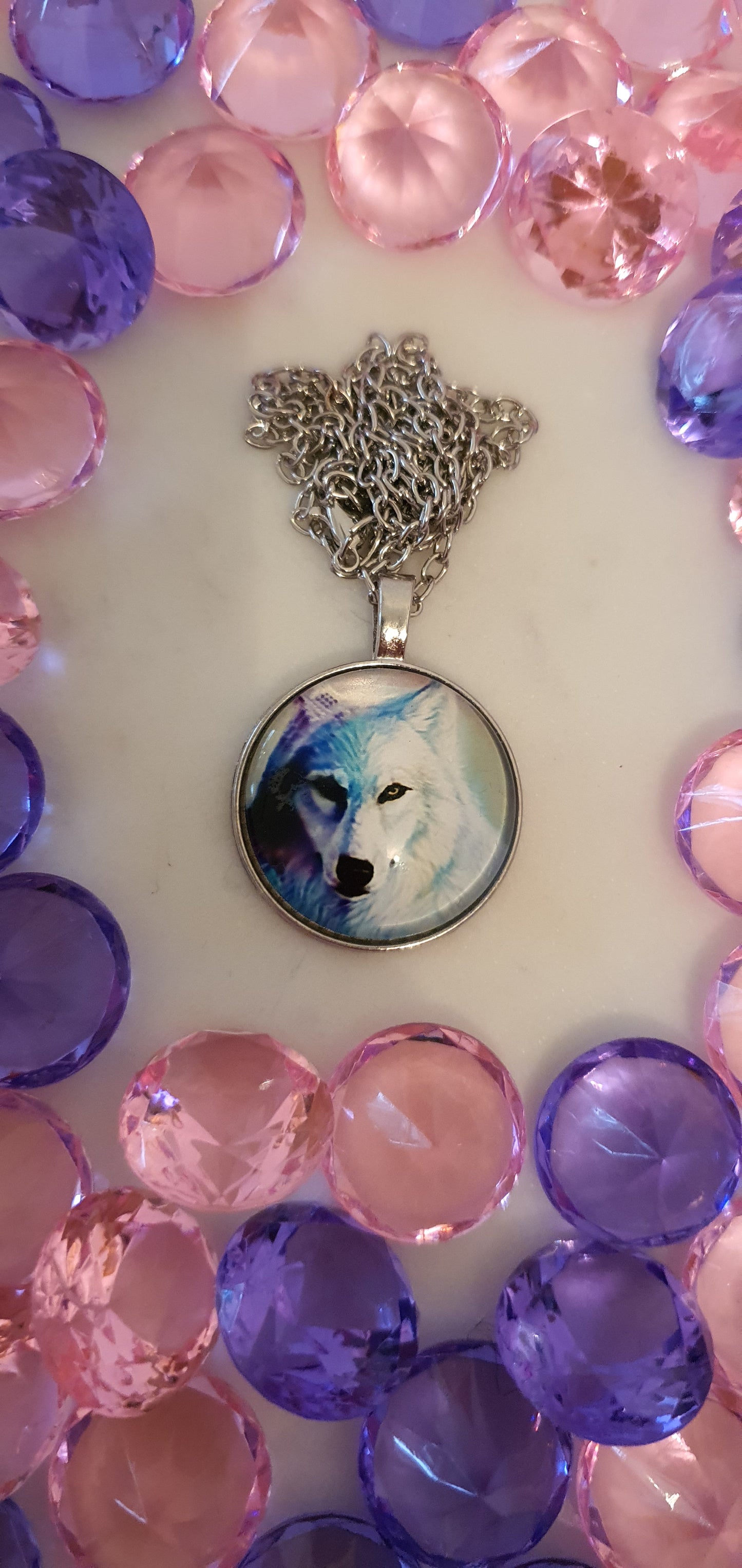 Wolf - Snow Queens Master Wolf Cabachon Necklace