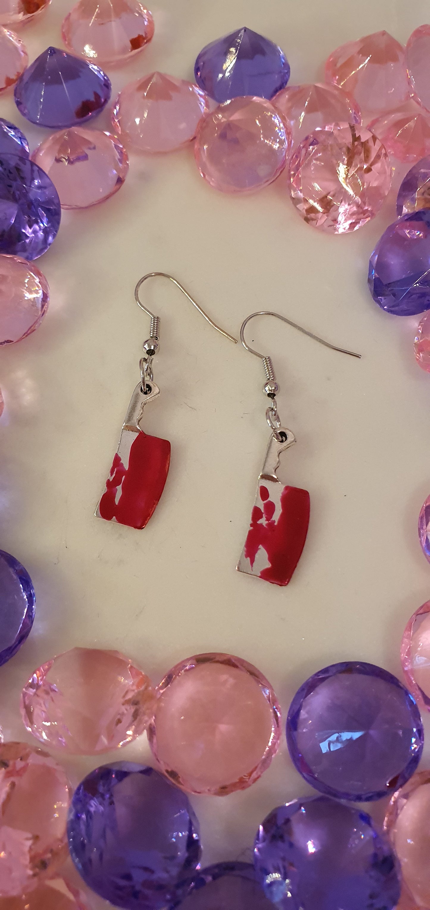 Horror - Mini Bloody Butcher's Knife Set of Earrings - Double Sided