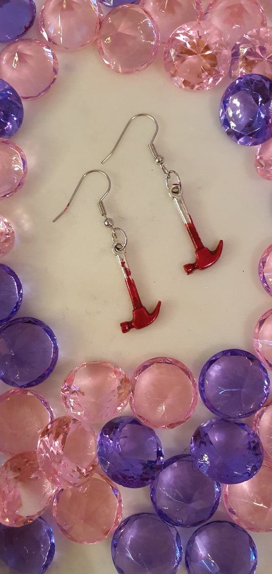 Horror - Mini Bloody Hammer Set of Earrings - Double Sided