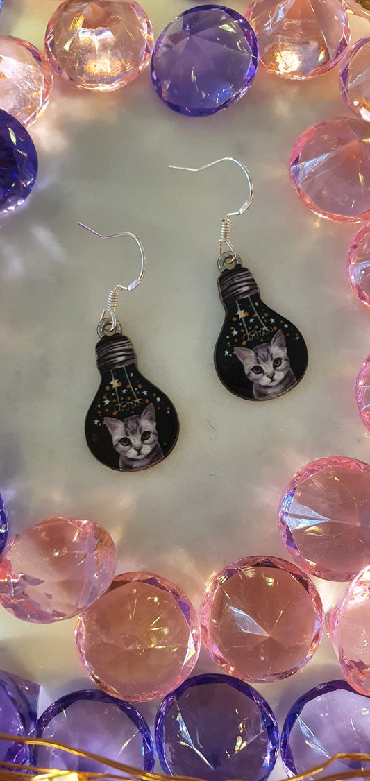 Cat From The Stars Set of Earrings - Silver