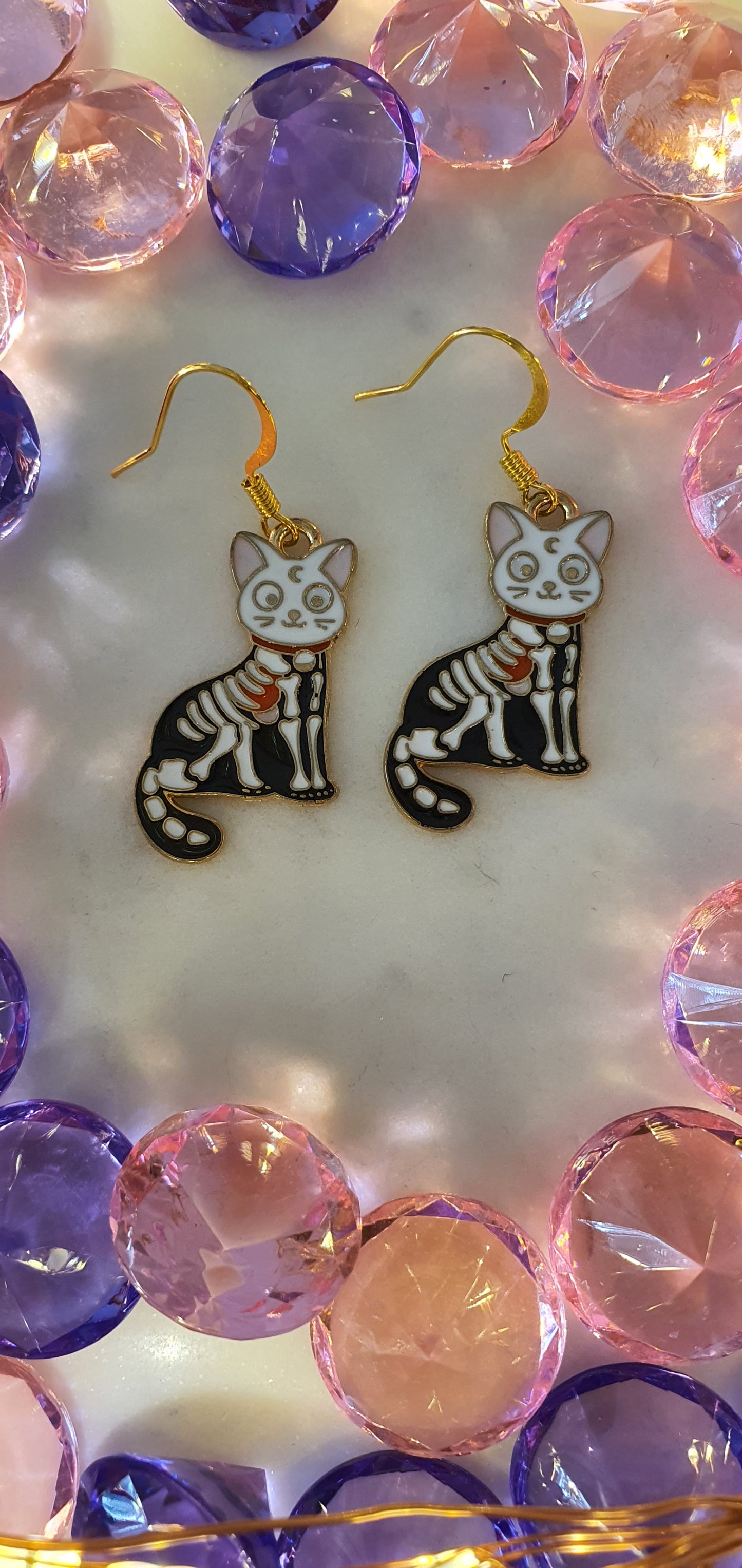 Horror - Cat Skeleton Set of Earrings - Day of the Dead