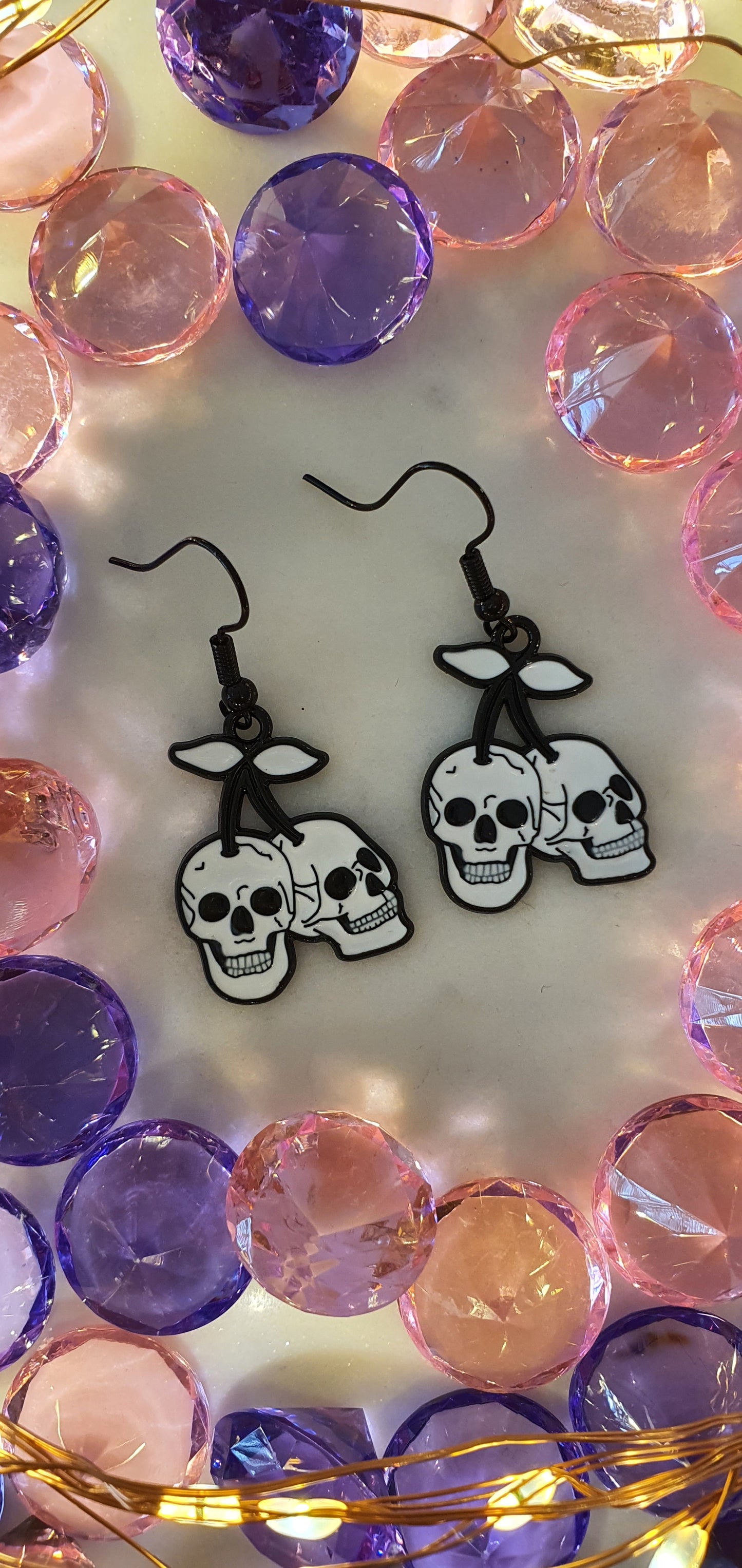 Horror - Cherry Skulls Set of Earrings - Day of the Dead