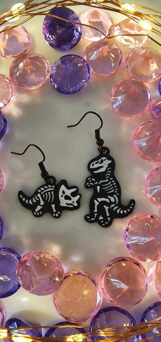 Horror - Dinosaur Skeleton Set of Earrings - Day of the Dead - T-Rex