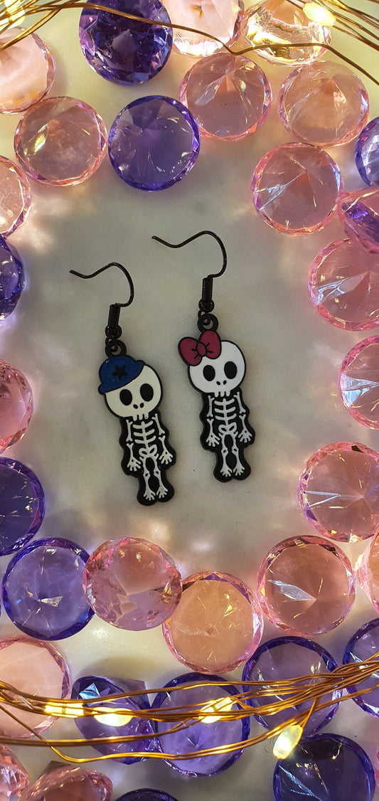 Horror - Skeleton Boy & Girl Set of Earrings - Day of the Dead