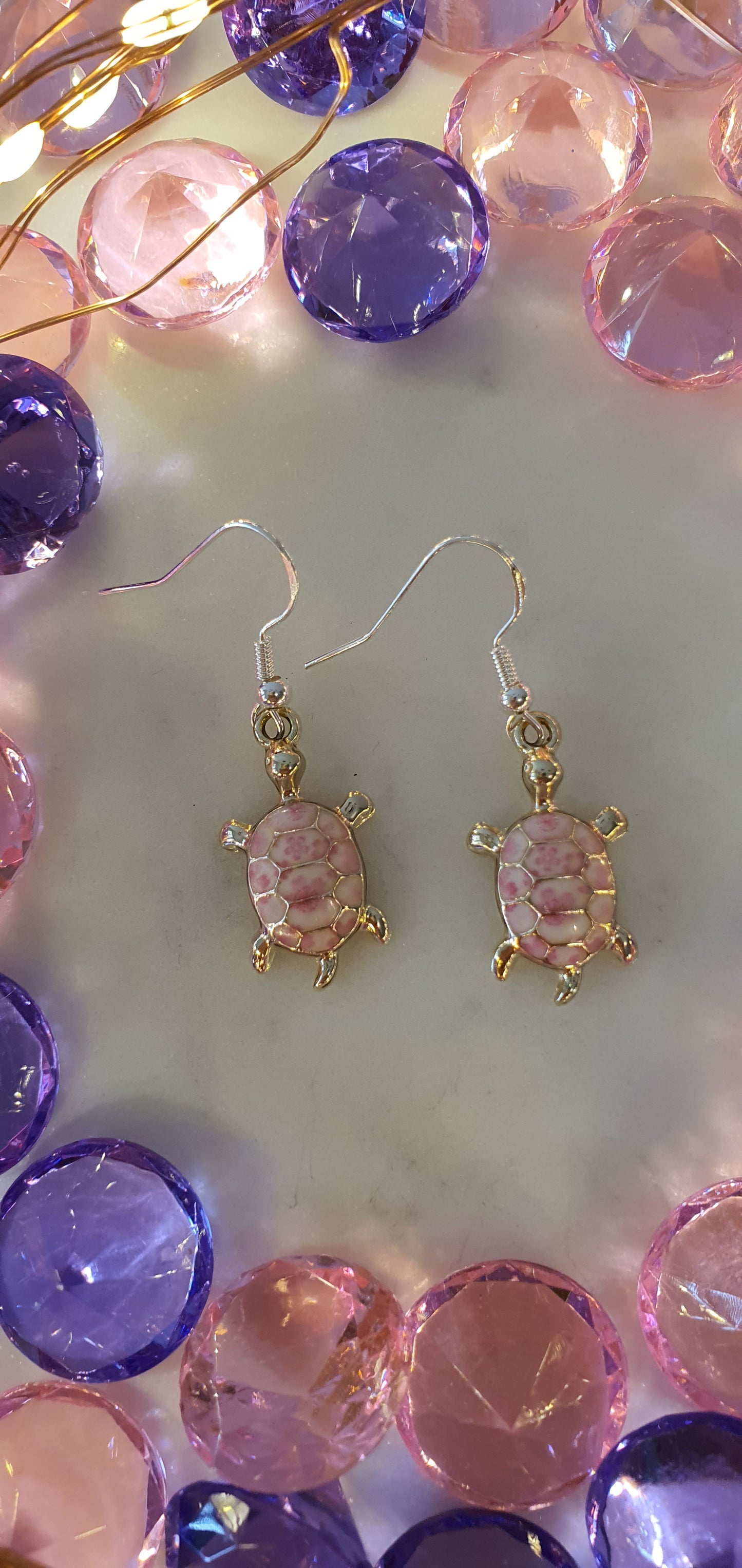 Beautiful Silver & Pink Turtle Set of Earrings