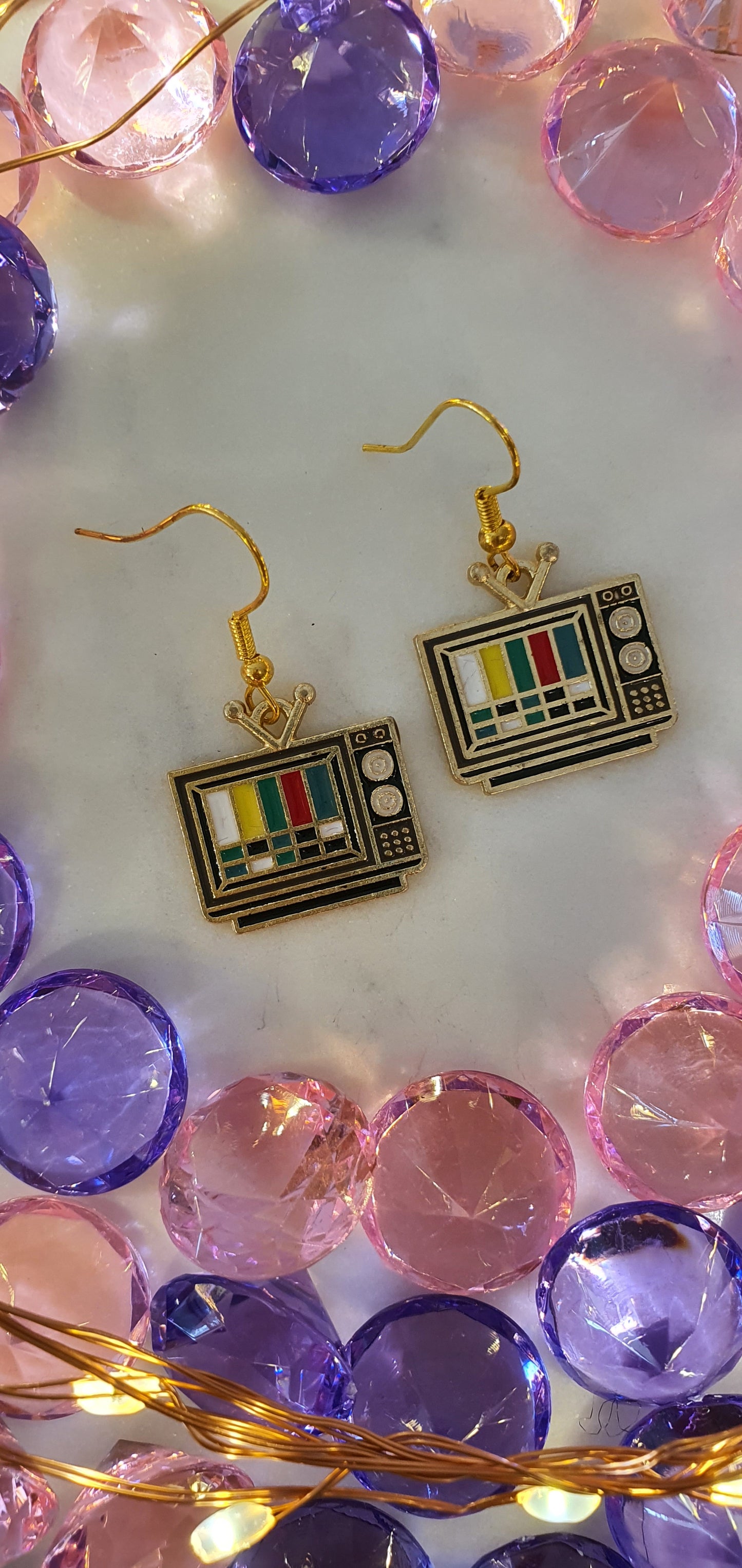 Retro 80's Television & Test Pattern Set of Earrings