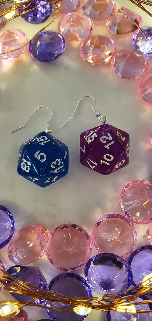 DnD Style Polyhedron Dice - Blue & Purple Set of Earrings - Dungeons & Dragons