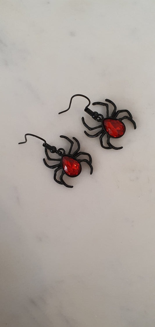 Goth Punk - Redback Jewelled Spiders Set of Earrings - Trendy Gothic