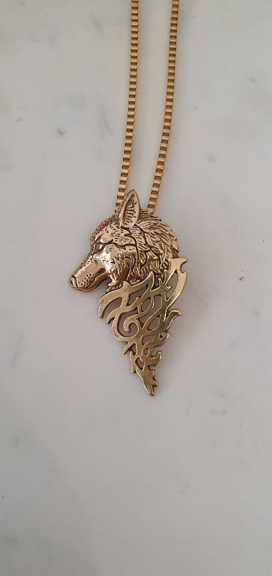 Viking Celtic - Asgard Fenrir Wolf Portait Necklace