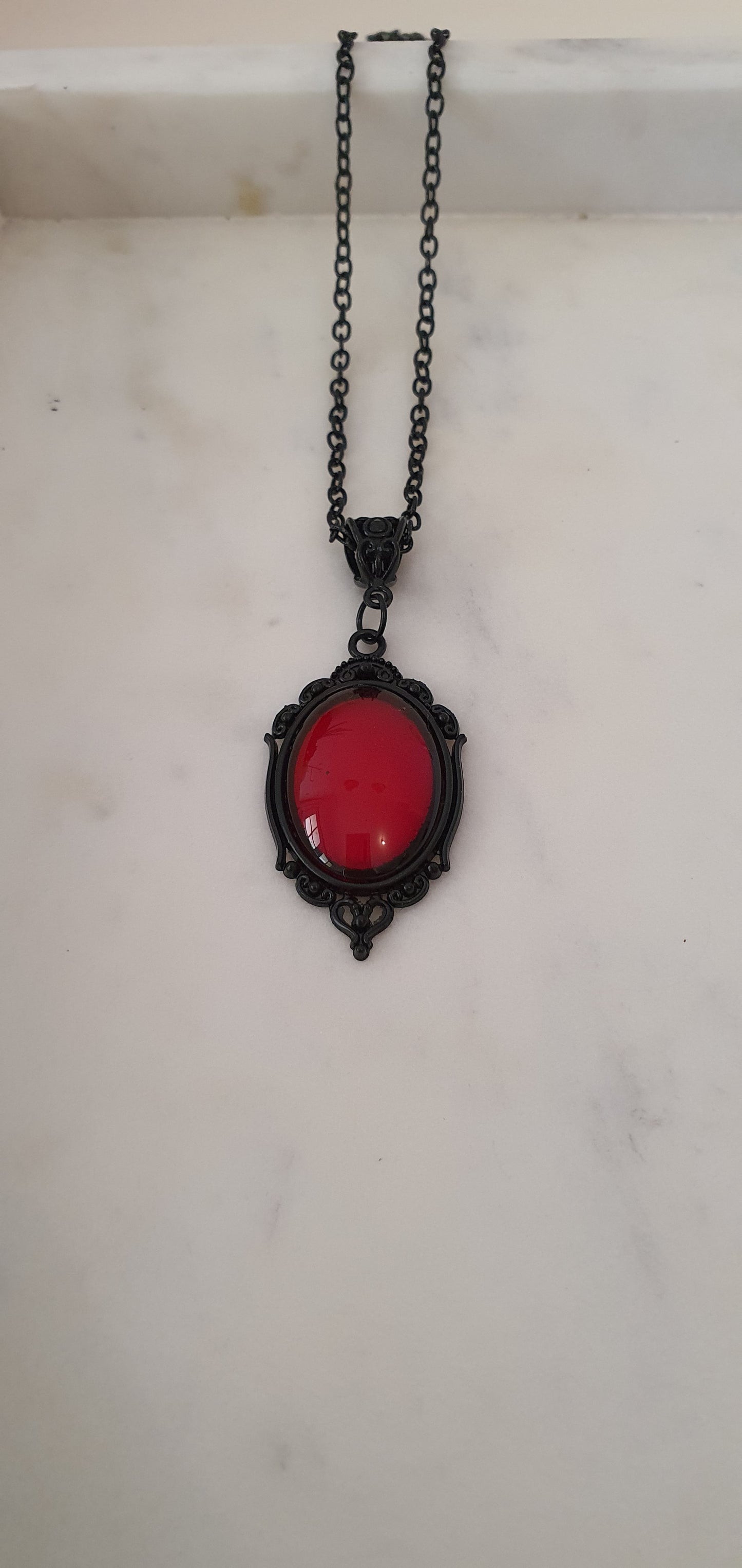 Goth Punk -Black Cameo & Red Style Necklace