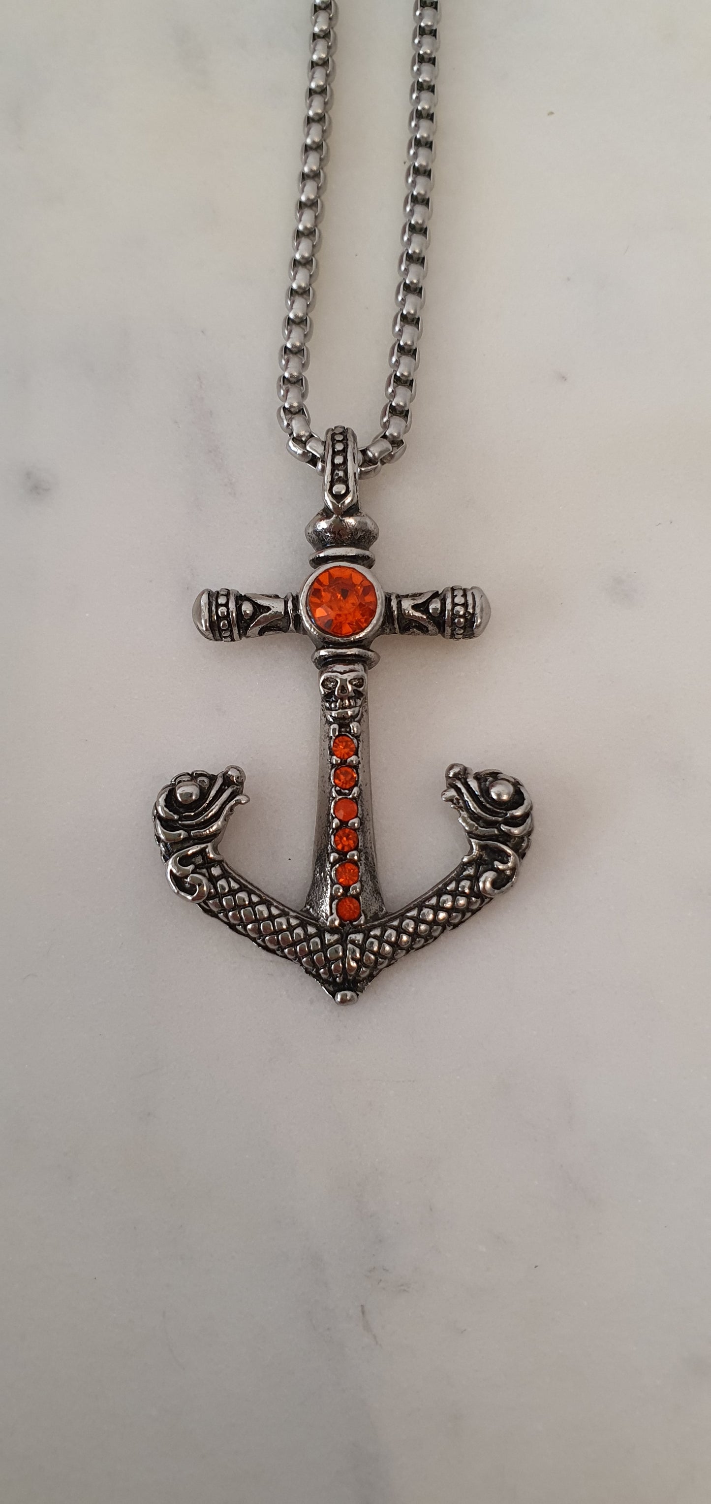 Viking Celtic - Knotwork Anchor With Norse Dragons Necklace