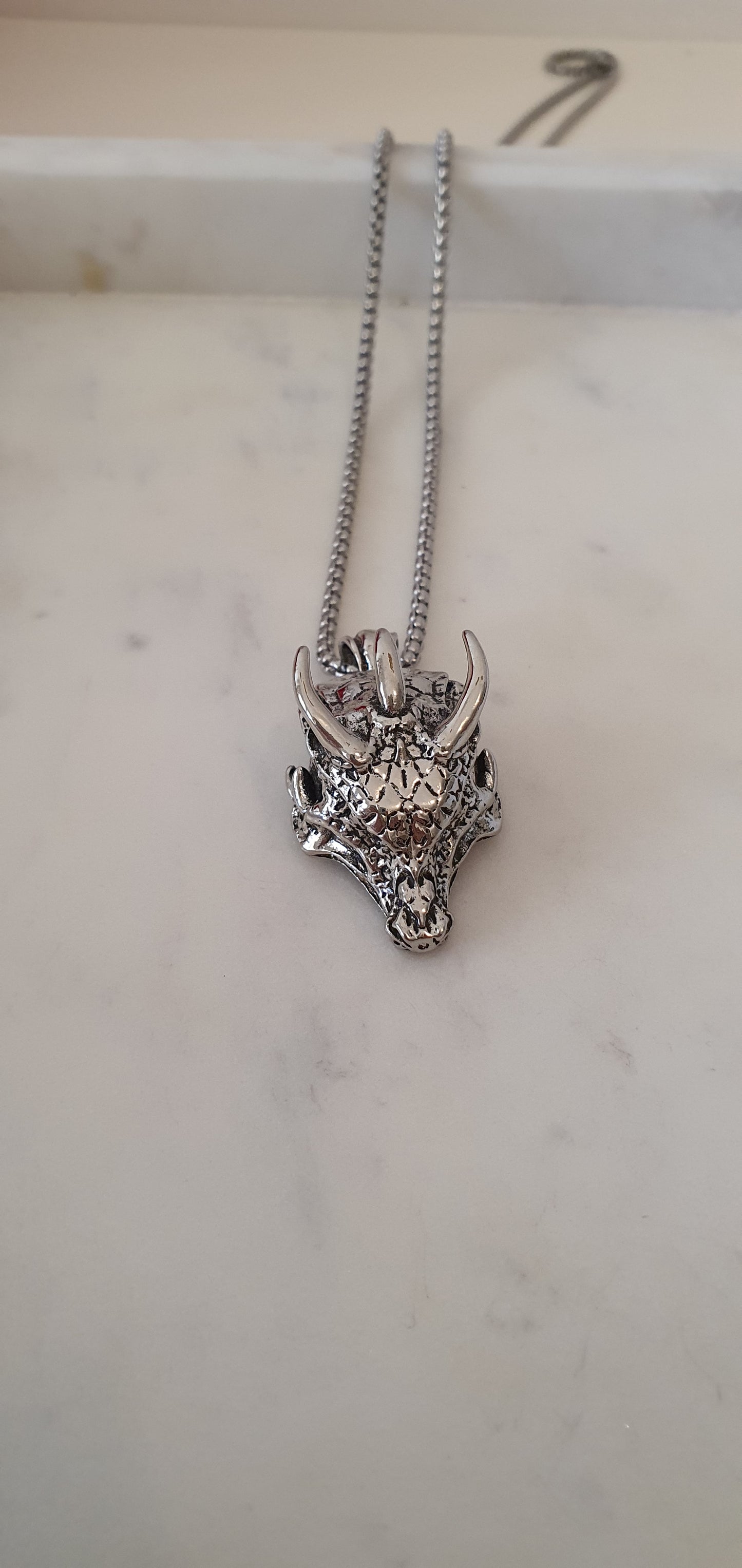 Dragon - Detailed Horned Dragon Head Necklace