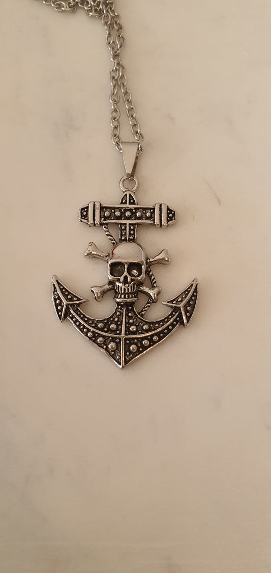 Goth Punk - Skull Bones & Anchor Necklace - One Piece