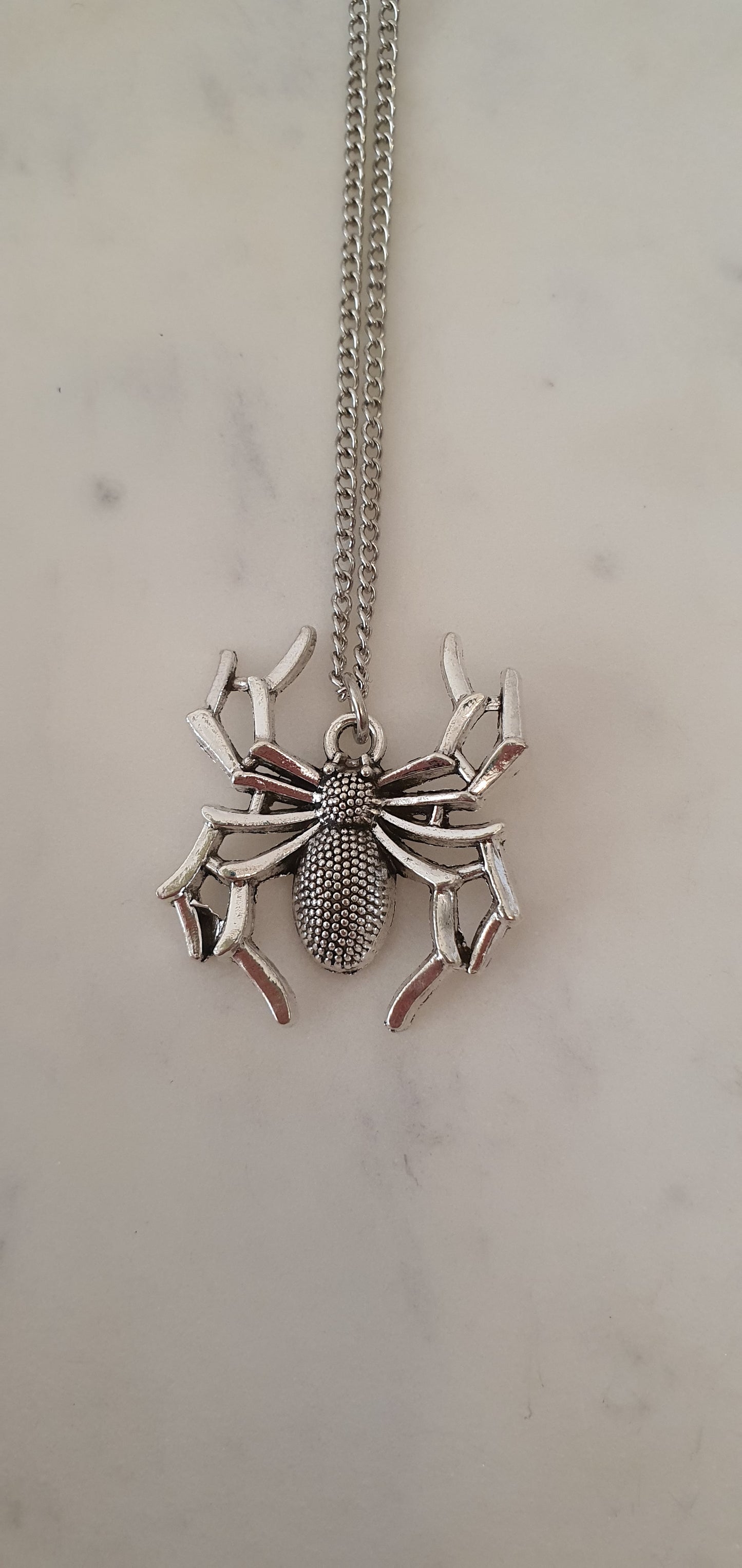 Goth Punk - Silver Crawling Spider Necklace - Gothic Style