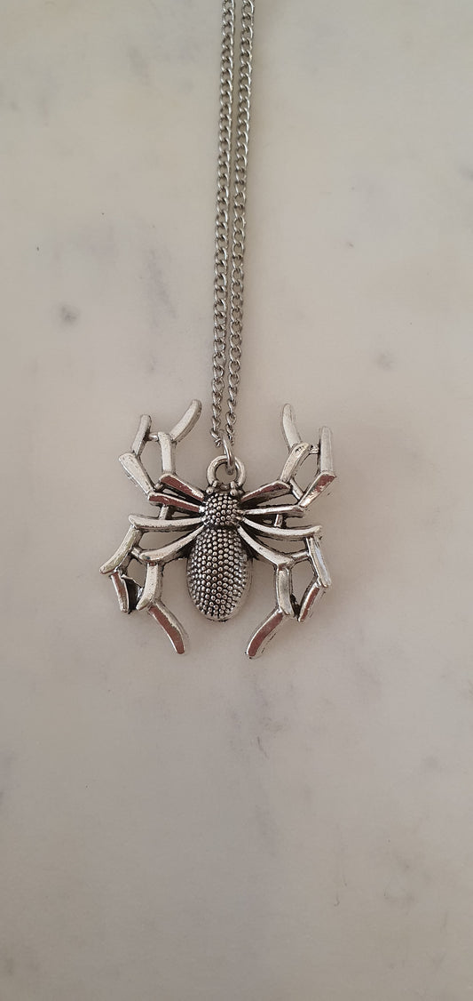 Goth Punk - Silver Crawling Spider Necklace - Gothic Style