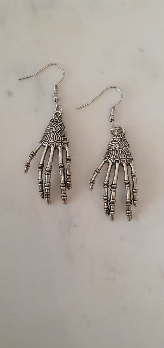 Goth Punk - Delicate Skeleton Hands Set of Earrings - Trendy Gothic