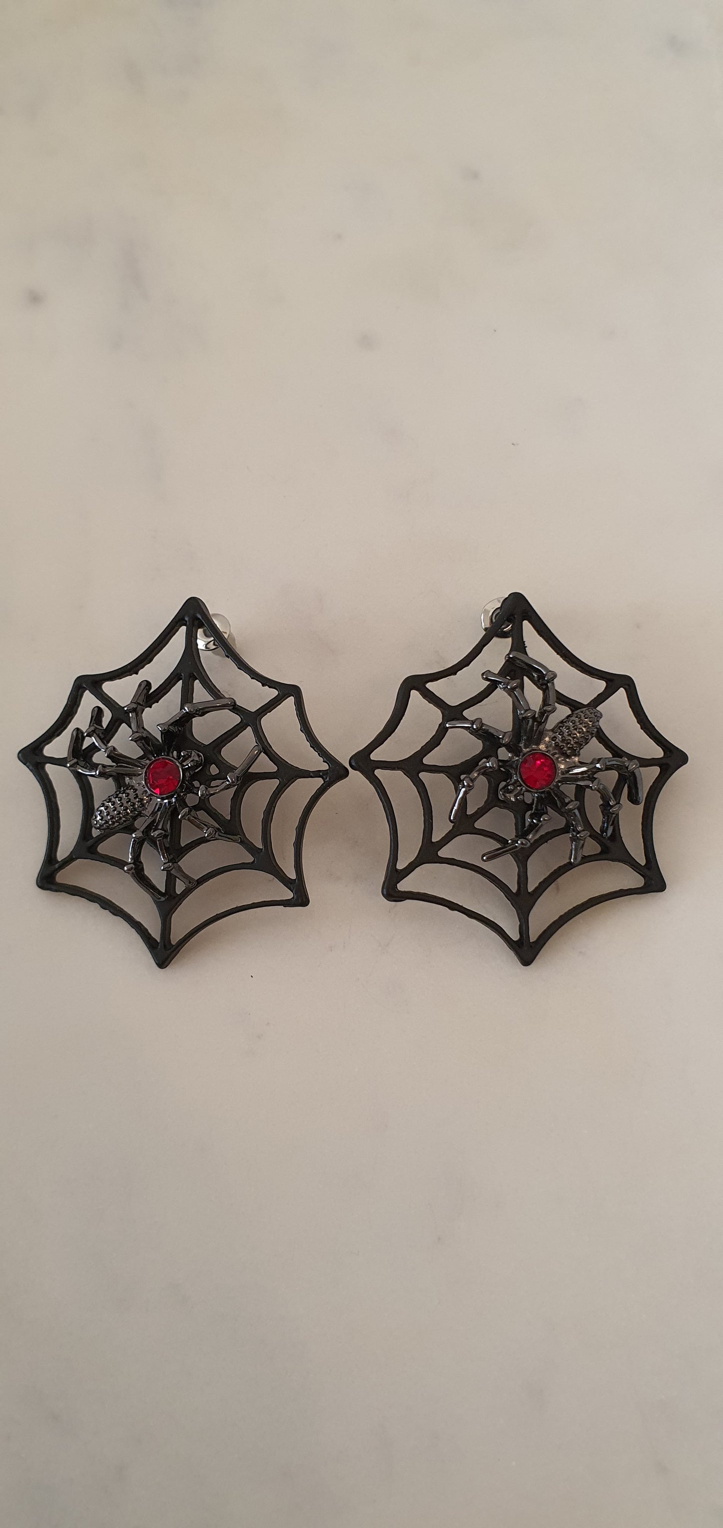 Goth Punk - Spider Black Web Set of Stud Earrings - Trendy Gothic