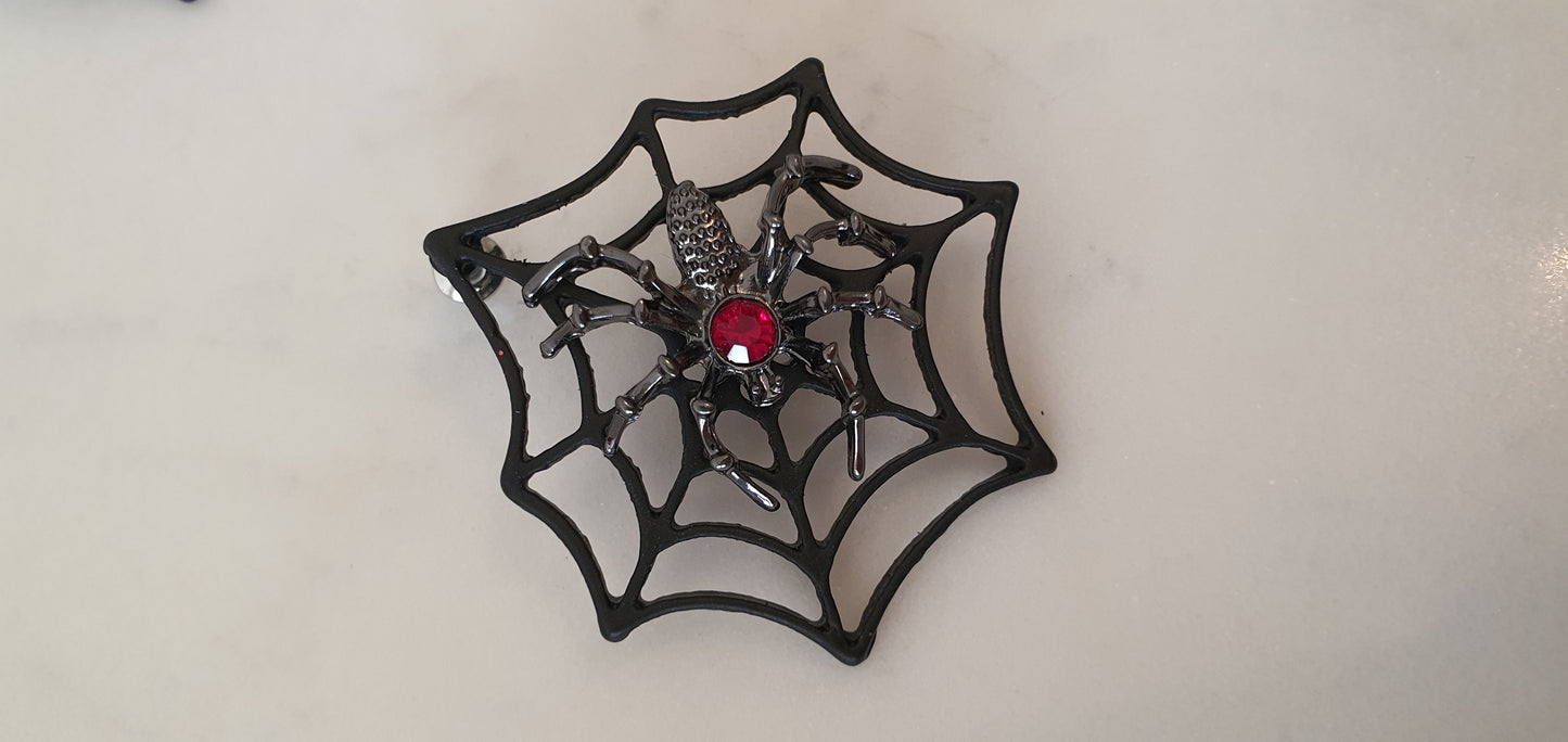 Goth Punk - Spider Black Web Set of Stud Earrings - Trendy Gothic