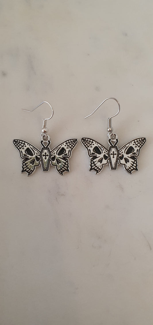 Goth Punk - Mothman Coffin Set of Earrings - Trendy Gothic