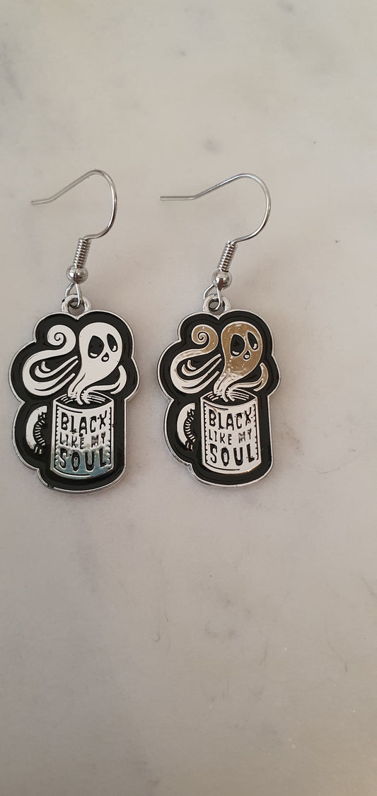 Goth Punk - Spooky Ghost Coffee Set of Earrings - Trendy Gothic